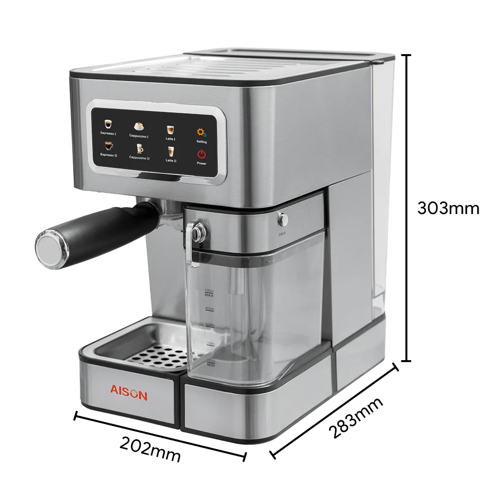 Hot Sale 1.8L 20 Bar Italian Ulka Pump Cappuccino Espresso Coffee Machine with Milk Foam