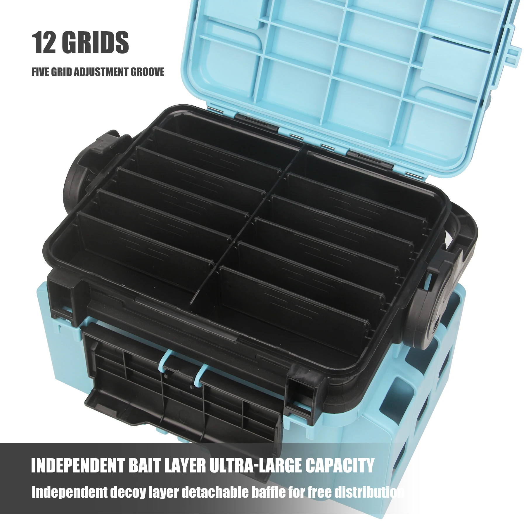 Fishing Tool Tackle Lures Storage Large Capacity Place Rod Holder Anti Slip Bottom Plastic Waterproof Case Seat Fishing Box