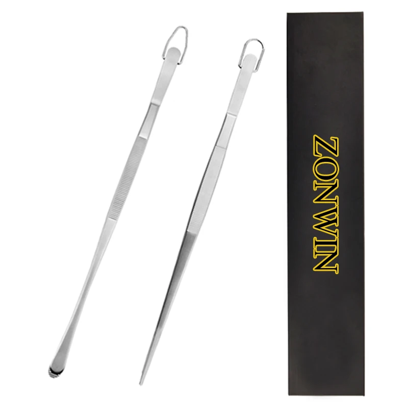 Long 30cm 12 Inch Stainless Steel Culinary Cooking Plating Pliers Kits Kitchen Chef Tweezers Sets Food Tong With Serrated Tips