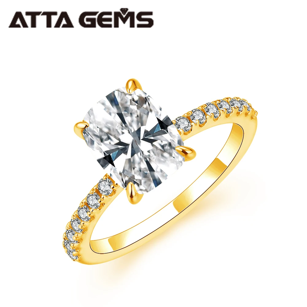 Fine Jewelry Ring 9*7mm Cushion Cut D Color VVS Moissanite Elegant Design Luxury Engagement Wedding Ring Gift For Women