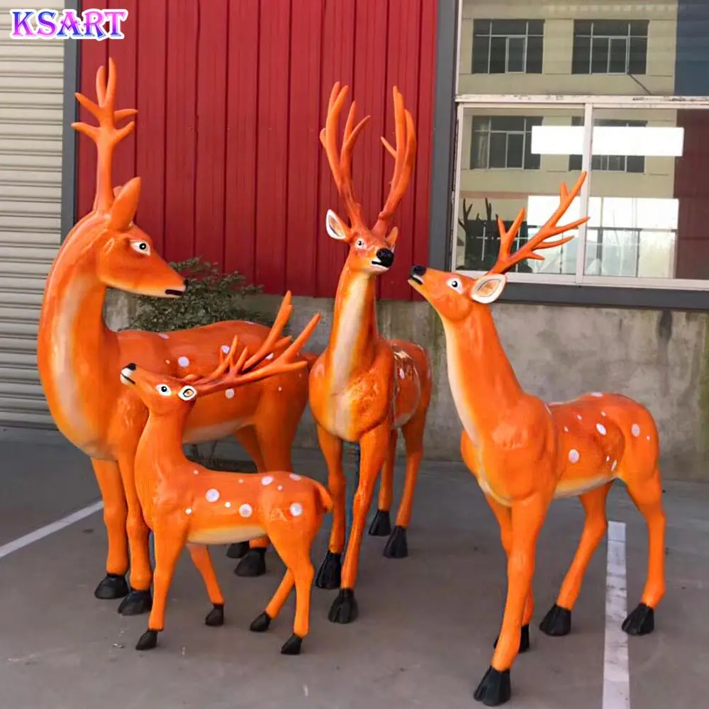 Creative Fiberglass Christmas sculptures Santa Claus Christmas Deer Mall decoration Christmas sleigh car elk statue custom
