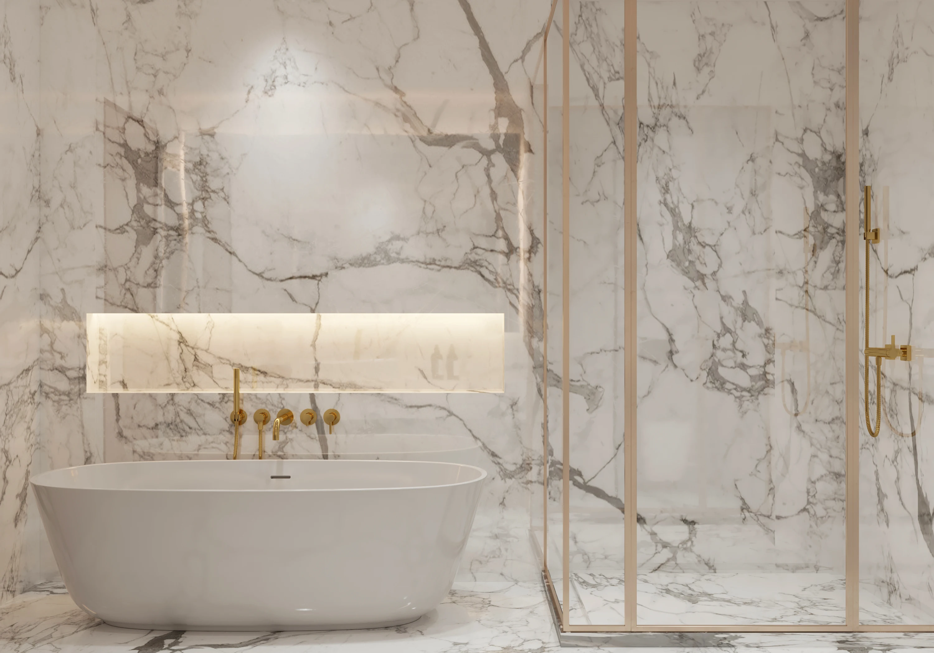 Wall mounted Rose Gold mixing diverter valve hot and cold shower faucet and hand shower set