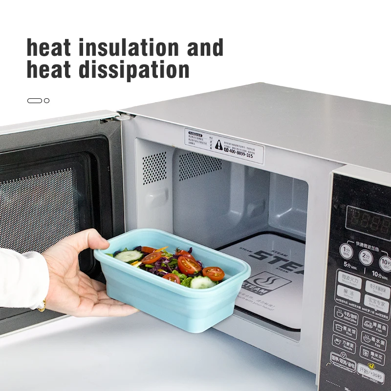 BPA free 4 sets foldable food storage Microwave containers Collapsible silicone lunch boxes