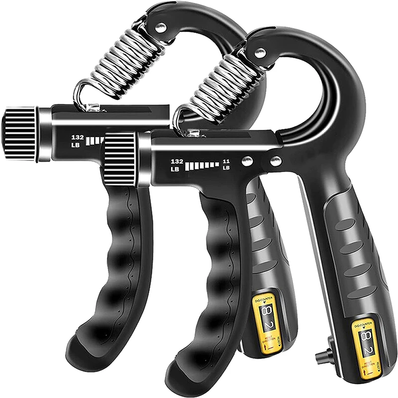 Hand Gripper Counting 5-60kg Fitness Strengthener Grips Wrist Trainer Heavy Adjustable Handgrip
