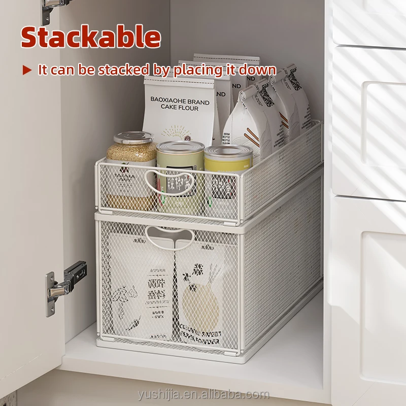 Yushijia kitchen organizer rack multifunctional cabinet wholesale wire square metal storage baskets