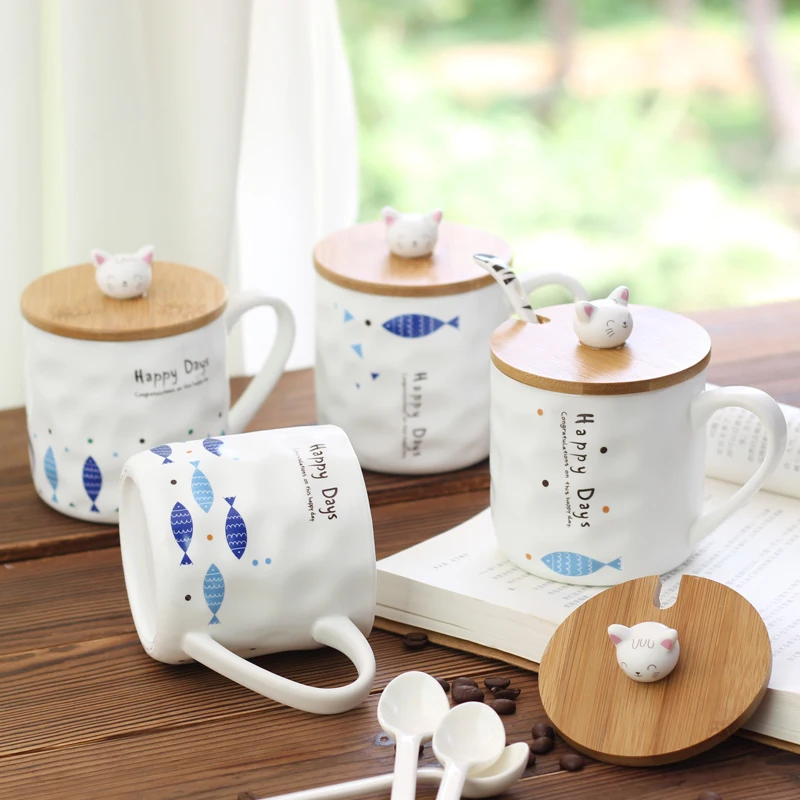 japanese unique cartoon cups creative kawaii cute nordic belly  cup cat mug ceramic pattern