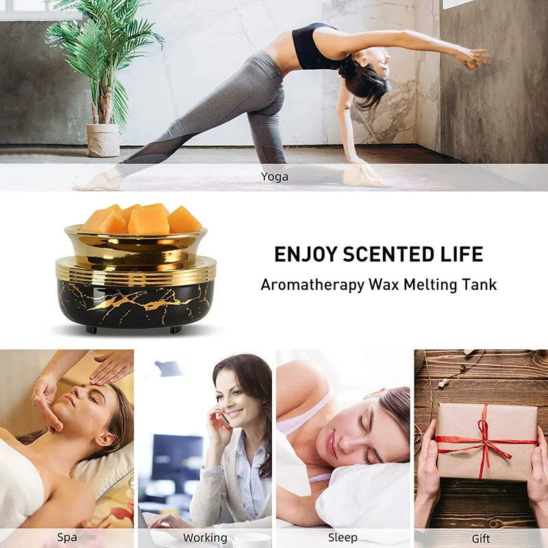 Ceramic Gold and Black 2 In 1 Fragrance Oil Warmer Candle Melt Burners Electric candle wax melte