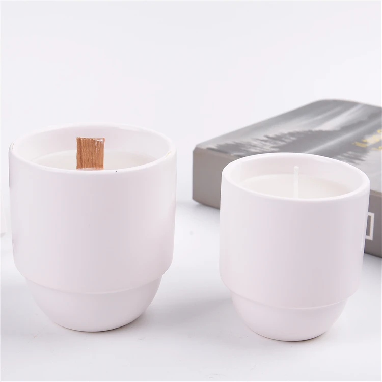 Free Sample Hot selling modern wedding christmas decorative matt candle cup white ceramic candle jars for candle