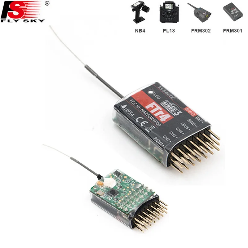 FlySky FTr4 2 4 ГГц 4CH AFHDS 3 RC ресивер для flysky NB4 PL18 Дрон с неподвижными крыльями детали поддерживающие PWM/PPM/I.bus/S.bus