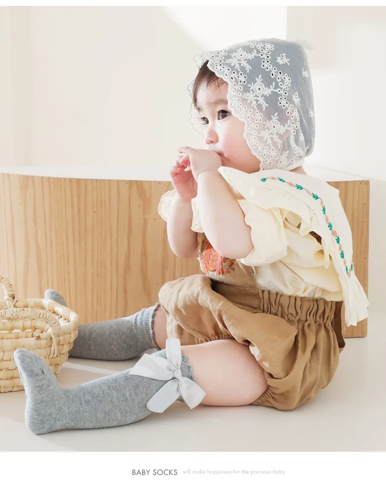 Xiximi Newborn Baby Socks with Velvet Bow Winter Cotton Kids Floor Socks Knee High Baby Girl Socks Legger Warmer