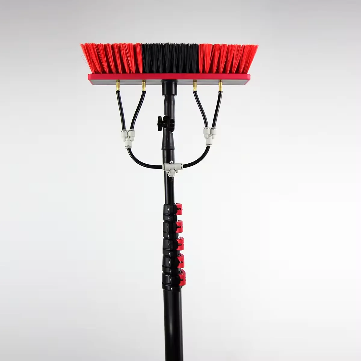 Telescopic water fed extending brush water fed pole system window cleaning washing kit