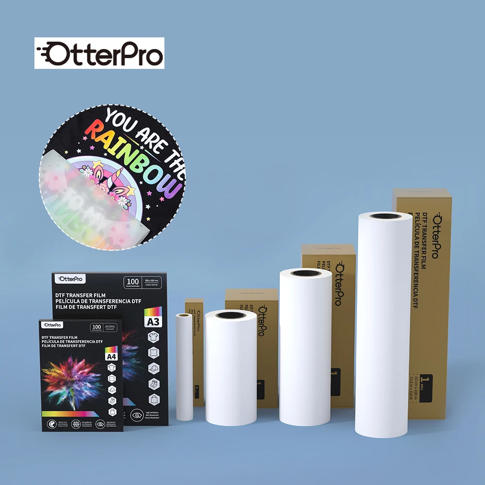 OtterPro Wholesale 60cm Roll Film No Oil Return Water-based DTF Transfer Film Cost Quality Roll Double Side Matte Printing
