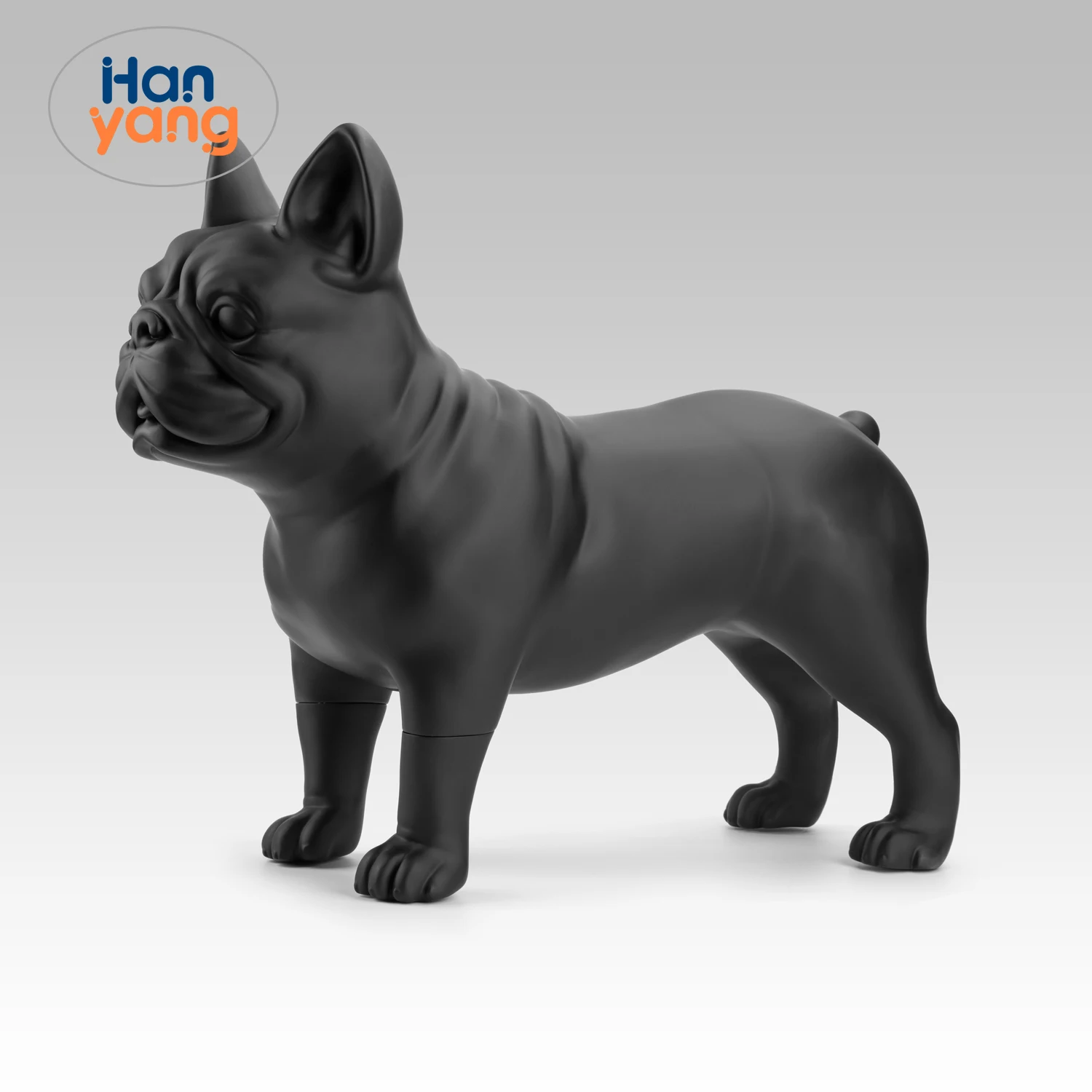 HanYang OEM Custom Black matte glass steel French bulldog small Dog model dog mannequin display For Dog Clothing