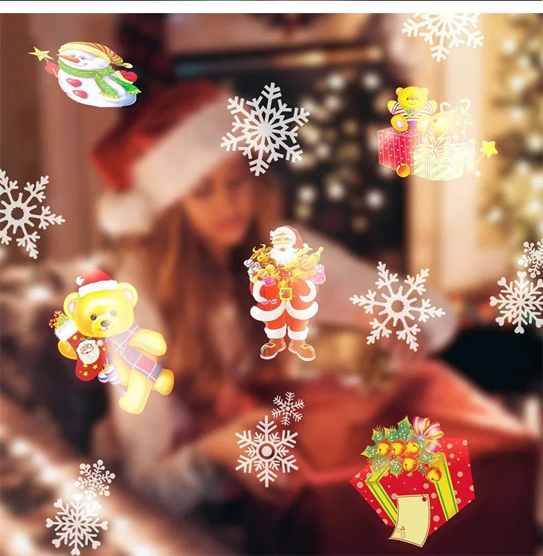 LED Snow Decoration Lights Outdoor Snowflake Laser Christmas Projector Lights 12pcs Slides Patterns Waterproof Project Lights