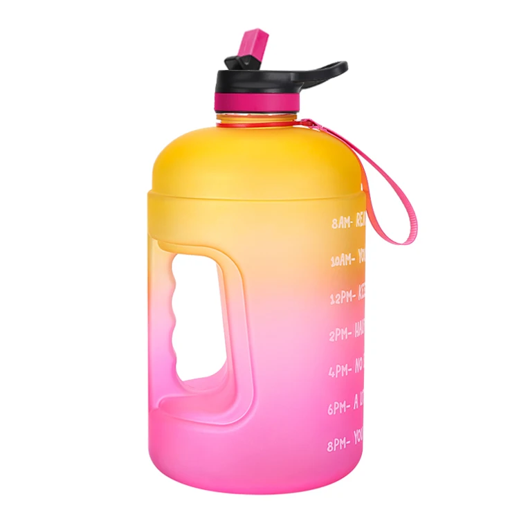 
Amazon Hot Sale 1 Gallon Jug 3.78L Straw Water Bottle With Motivational Time Marker 