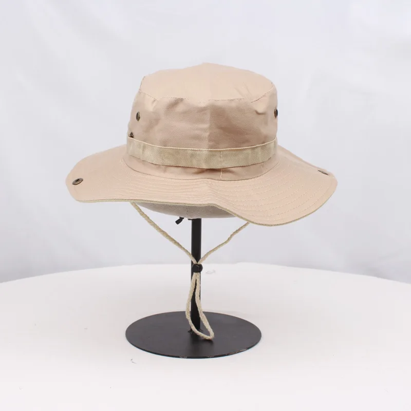 Summer Men Waterproof Bucket Hat New Fashion Polyester Lightweight Sun Protection Mountaineering Bucket Hat With String