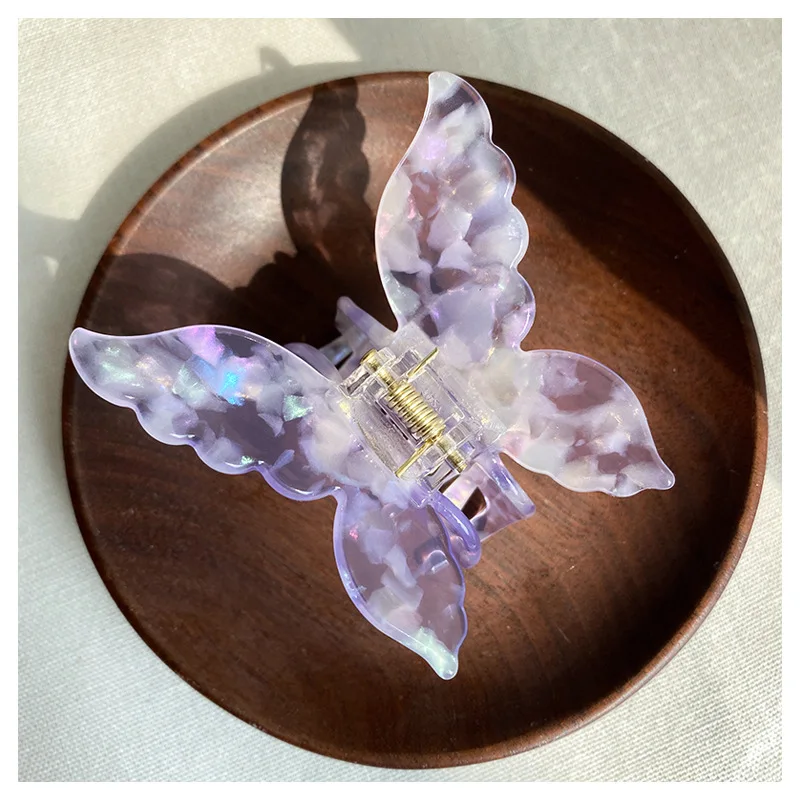 high quality custom tortoise shell acetate hair claw butterfly claw clip girls 6cm fancy summer hair claw clips women