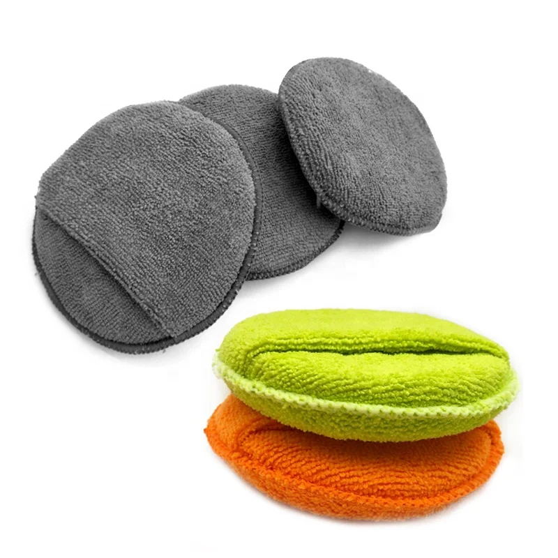 5inch 10Pcs 125mm  Microfiber sponge Wax Applicator  Pads with Finger Pocket for car foam pad