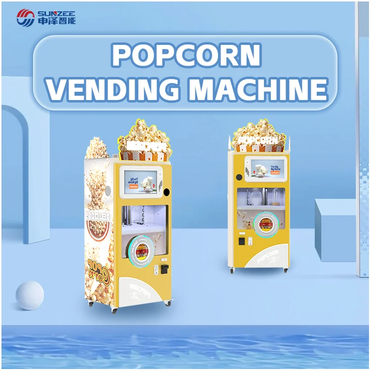 Automatic freshly made popcorn machine with pulleys easy to transport for movie theater shopping malls
