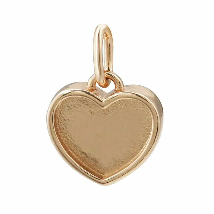 DIY Jewelry Bezel Set Necklace Pendant Rose Gold Stainless Steel Heart Pendant Tray