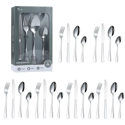 LFGB Approved 430 Custom Stainless Steel Knife Fork Spoon Mirror Eco Friendly 24 Piece Flatware Set For Events