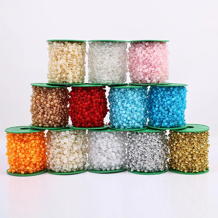 
Golden mango Factory 8MM 3MM plastic Pearls Chain String Bead Garland Wedding Pearl Trim Centerpiece Flower Table Decoration 