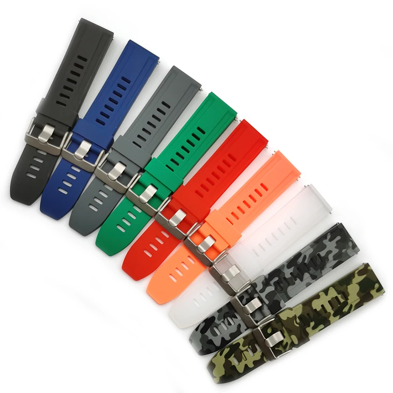 
18 20 22 24mm for band straps watch strap silicon rubber have Black Red Orange Blue Green & Gray 