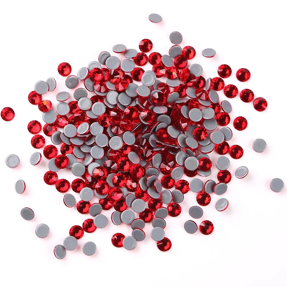 Honor Of High Quality Red Glass Flat Back Non Hot Fix Rhinestones Round Bulk Crystal