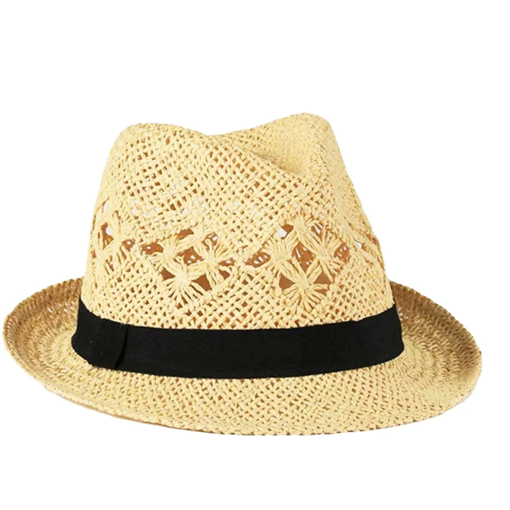 Соломенная шляпа ручной работы в рубчик Федора