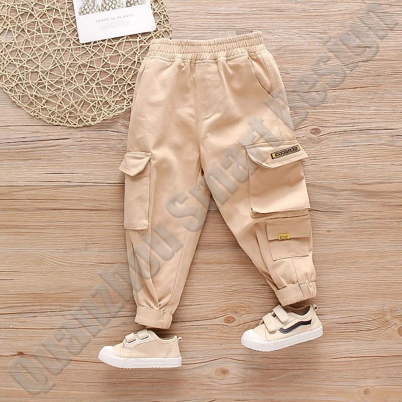 Daily Life Tech Wear Matte Black Pants Relaxed Fit Street wear Kids BoysJoggers Hip Hop High Street Leisure Trousers