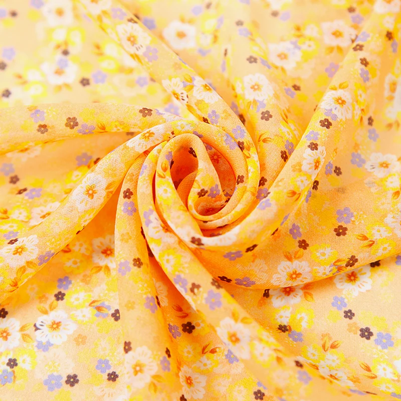 Fresh floral ink-jet pure silk satin digital printed popular Italian design for wedding dress