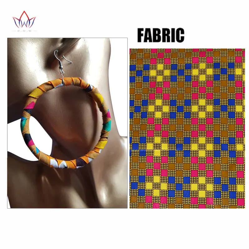 Серьги ручной работы из Африканской ткани с кисточками для женщин, большие серьги-кольца из Анкары с Африканским принтом WYB406