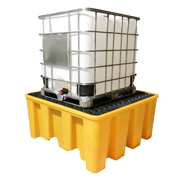 Single Ibc  With Gratings Blue Drum Hdpe Plastic Containment Slope Anti Mobile Steel 80L Industry 2 Drums Spill pallet
