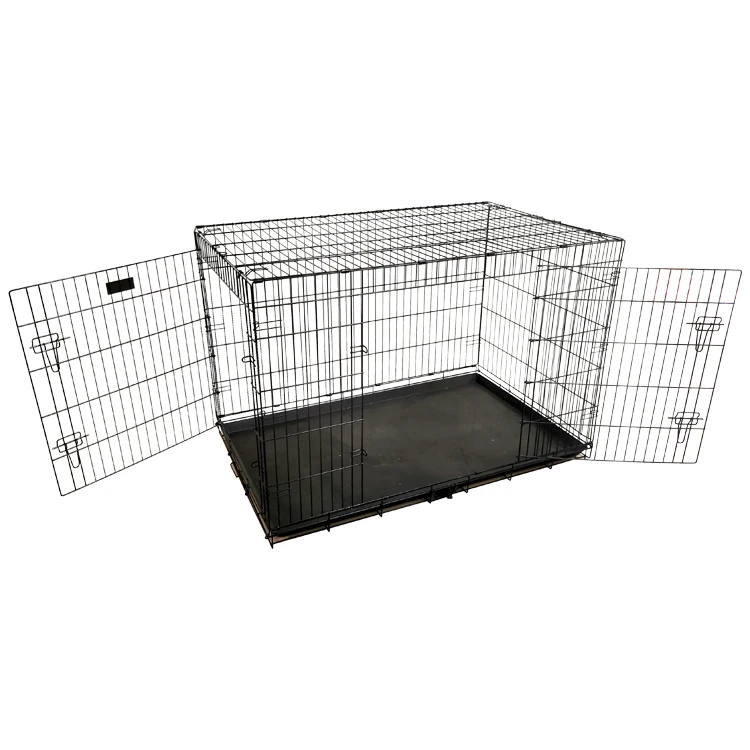 Wholesale cheap durable metal dog cages Two-door dog crates foldable mobile pet cages Pet Cage