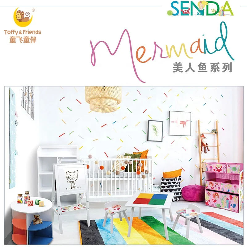 Toffy & Friends kids cabinet wooden bookshelf storage cabinet in Mermaid design