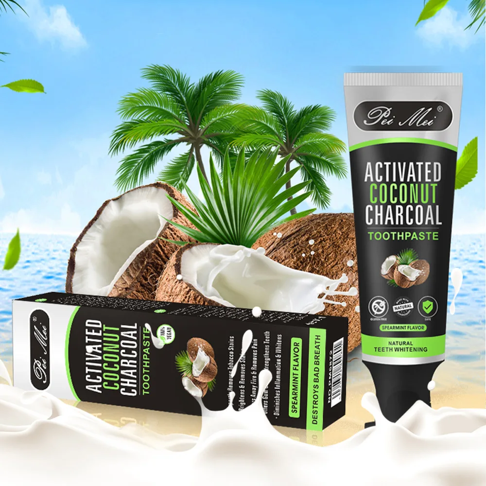 
100g Natural Teeth Care Organic Removes Stains Bad Breath Whitening Coconut Charcoal Toothpaste 