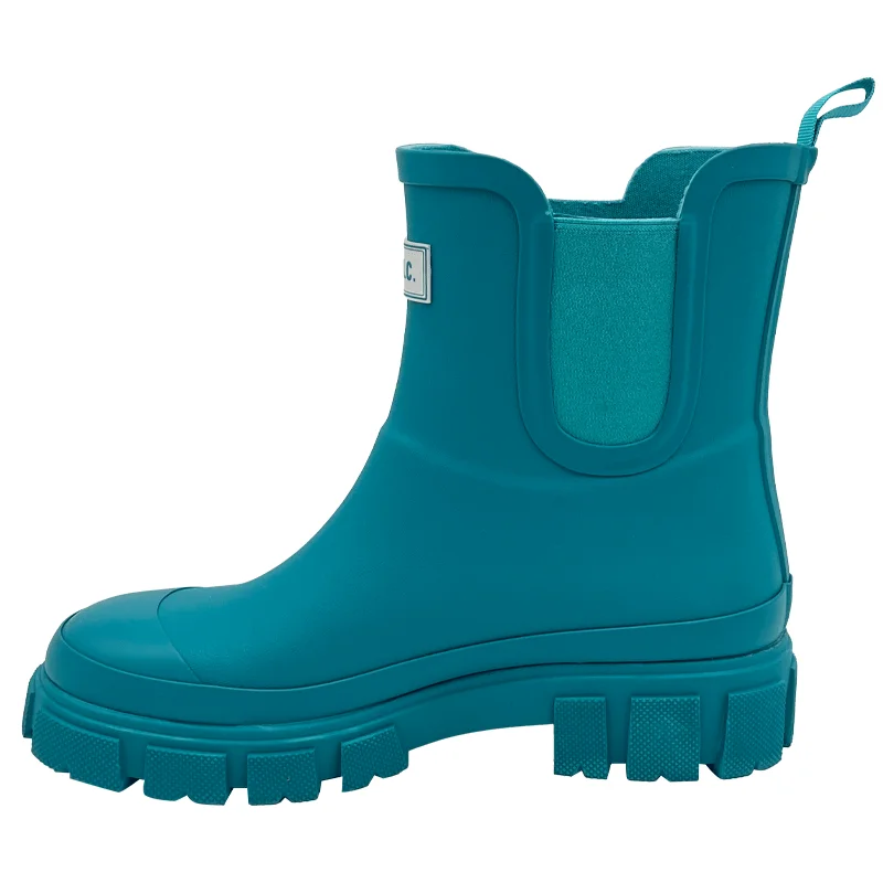 Cheap Fashion blue Natural Rubber Rain Boots Waterproof and Anti slip Outdoor Shoes  for Women