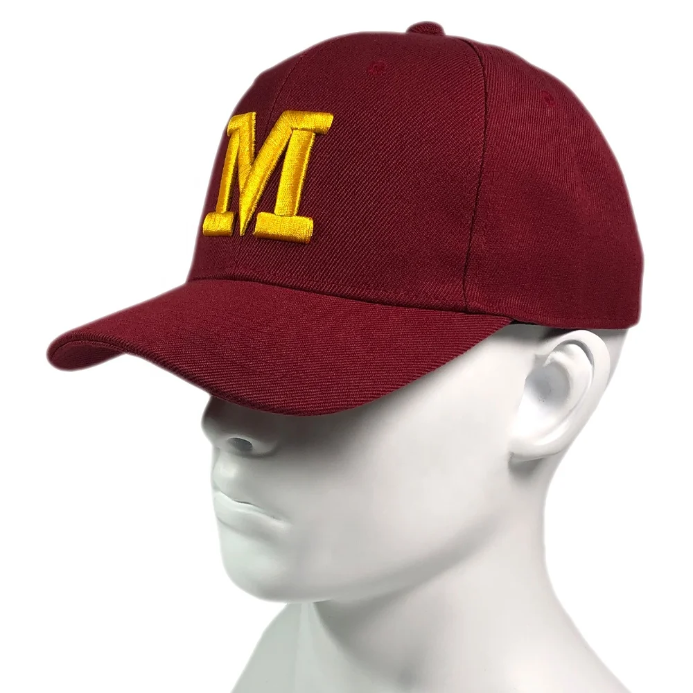 OEM premium popular unisex acrylic red colorful 6 panel structured snapback hat custom embroidery 3D logo curved baseball cap