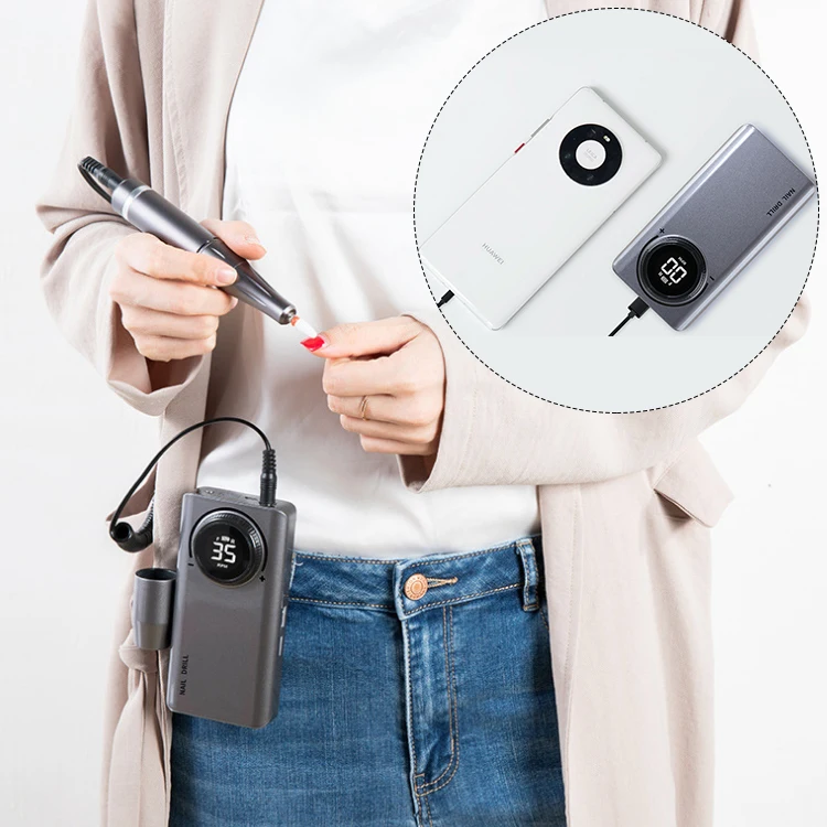 Custom Wholesale Logo Cordless Nail File Machine 35000RPM Professional Portable Electric Nail Drill 60W EU Nail Beauty Products