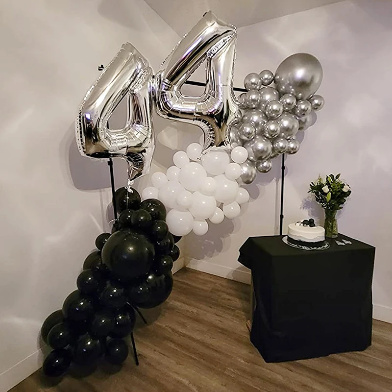 Black White Metallic Silver Balloon Garland Arch Kit for Wedding Proposal Bride Shower Garden Decor Birthday Party Decoration