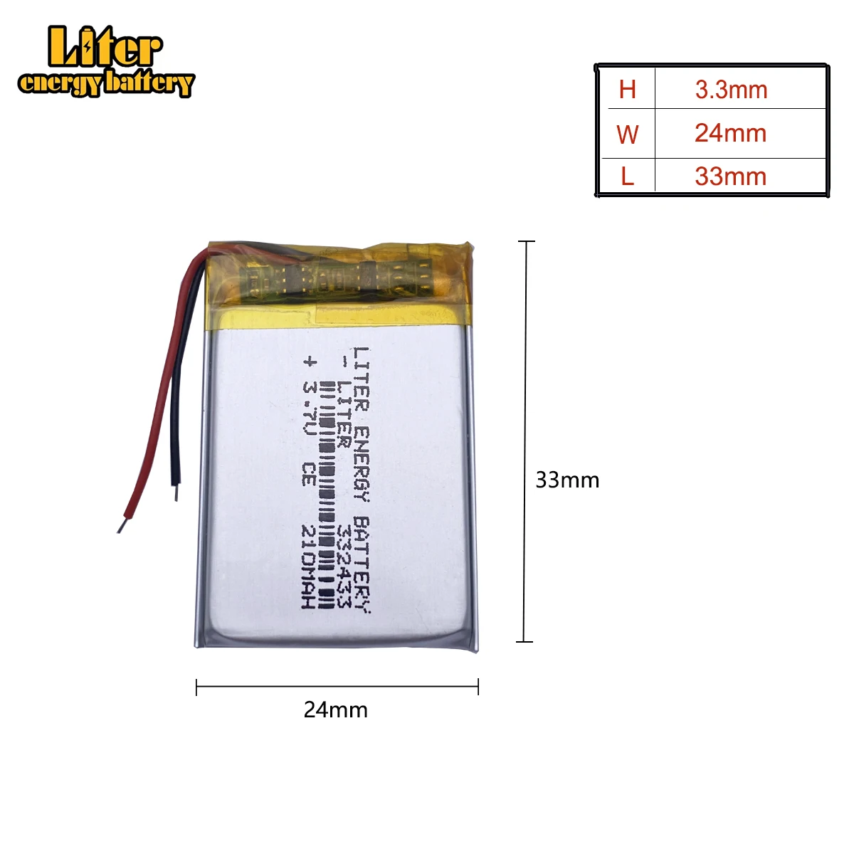 3.7V 332433 210mah Polymer lithium battery factory made electronic mask portable respirator SGR115 CI