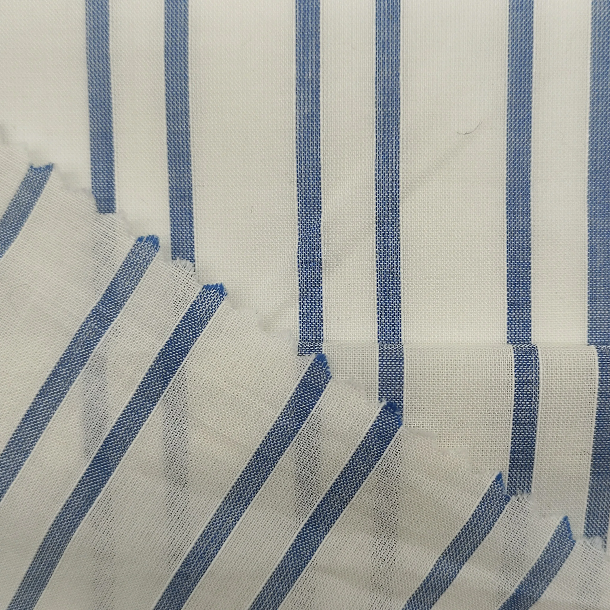 White and blue stripe fabric 58gsm clothing 100%cotton fabric plain woven fabric