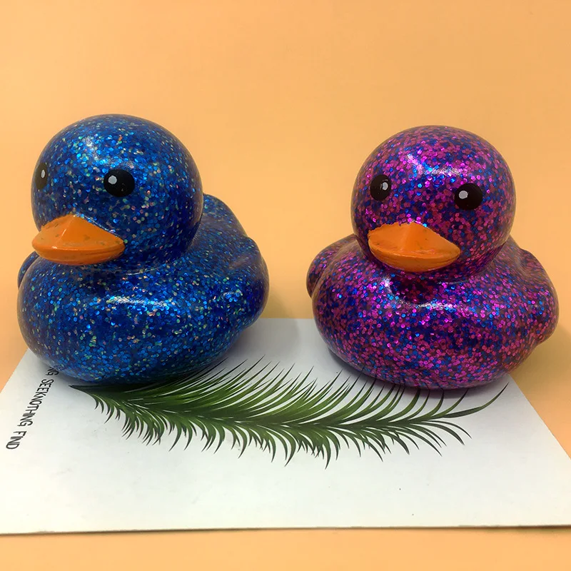 PVC Gold Dust Duck Toy Baby Bath Ducks Play Water Toys For Kids Sound Making Fidget Toys New Hot Sale Yiwu Factory Wholesale