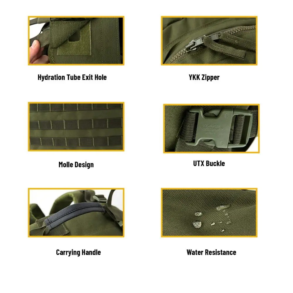 Military US Surplus Molle II Medium Rucksack with 2X Sustainment Pouch,Army Tactical Backpack YKK Zipper and UTX