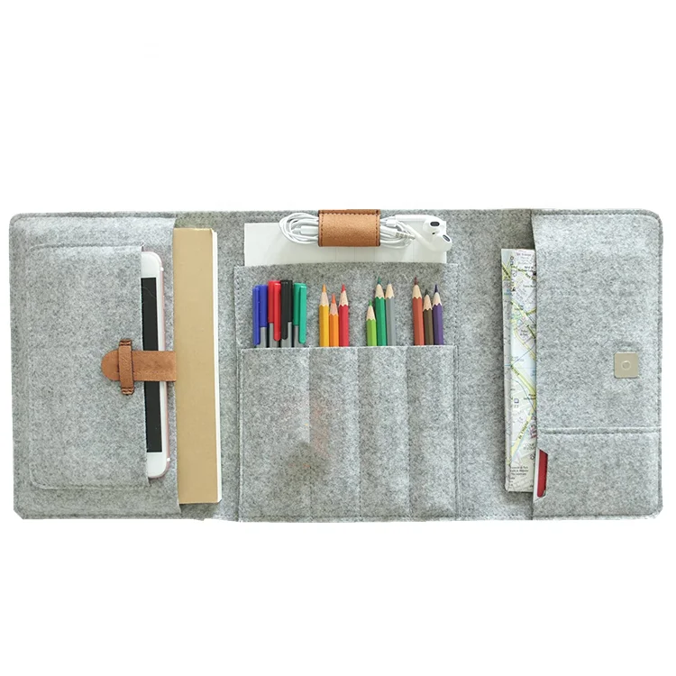 Cheap Large Multifunctional Felt Pencil Bag/Case/Sleeve
