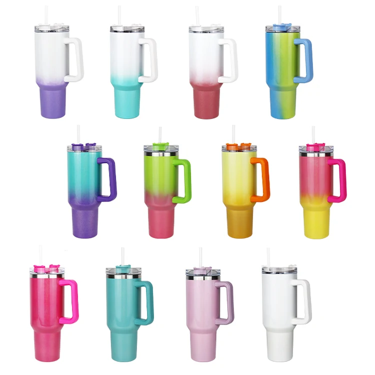 Topnovo ODM&OEM  Stainless Steel Adventure Quencher Shimmer Holographic Glitter Stanley 40oz tumbler