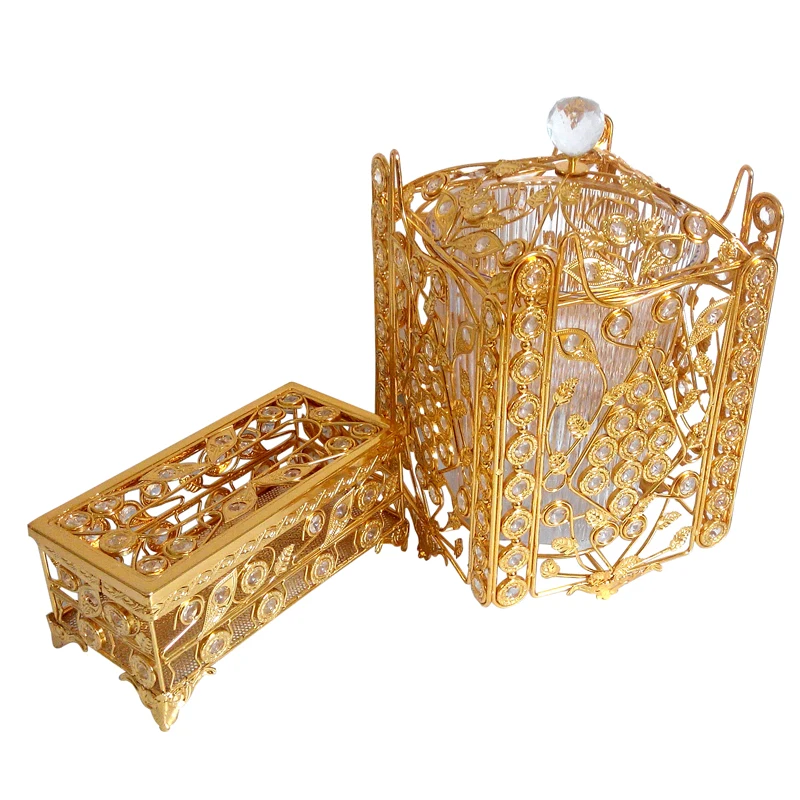 2024 gold plated hotel garbage bin/garbage can