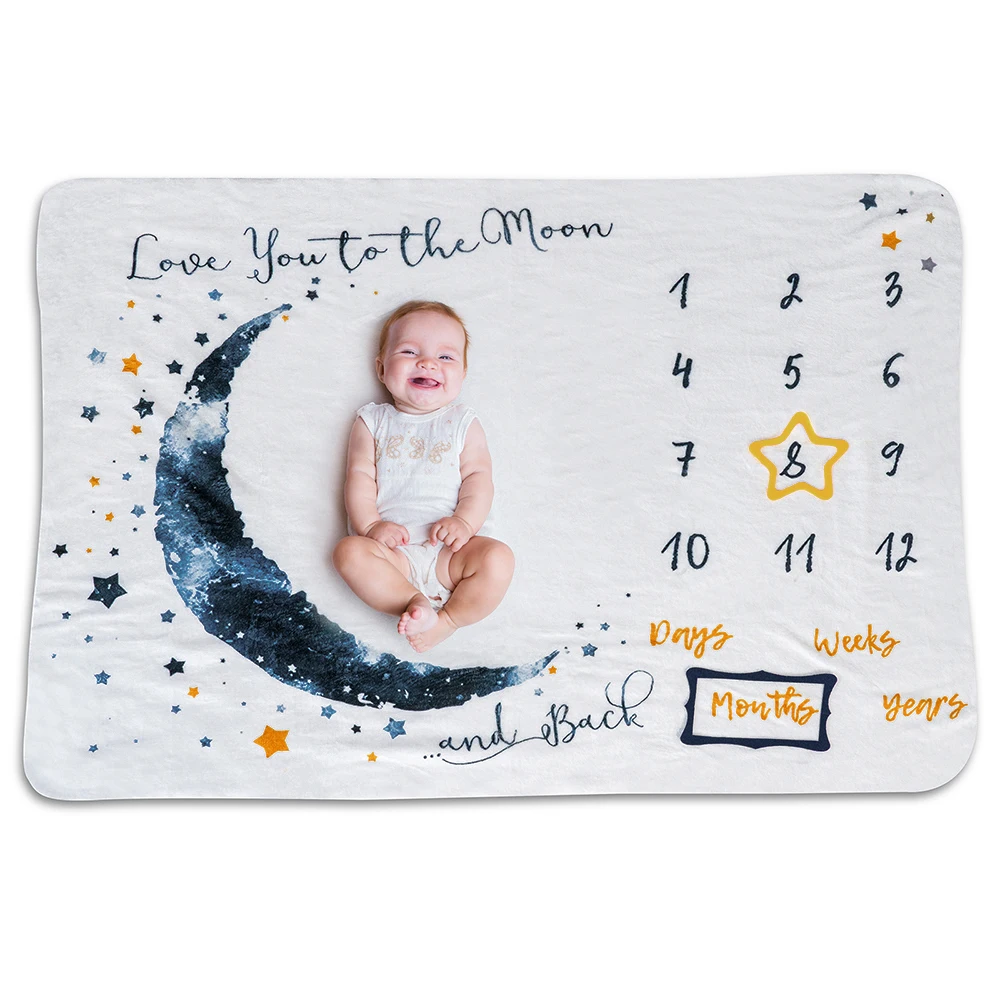 Месячное одеяло Milestone Amazon горячая распродажа фланелевое супер мягкое милое для фотосъемки