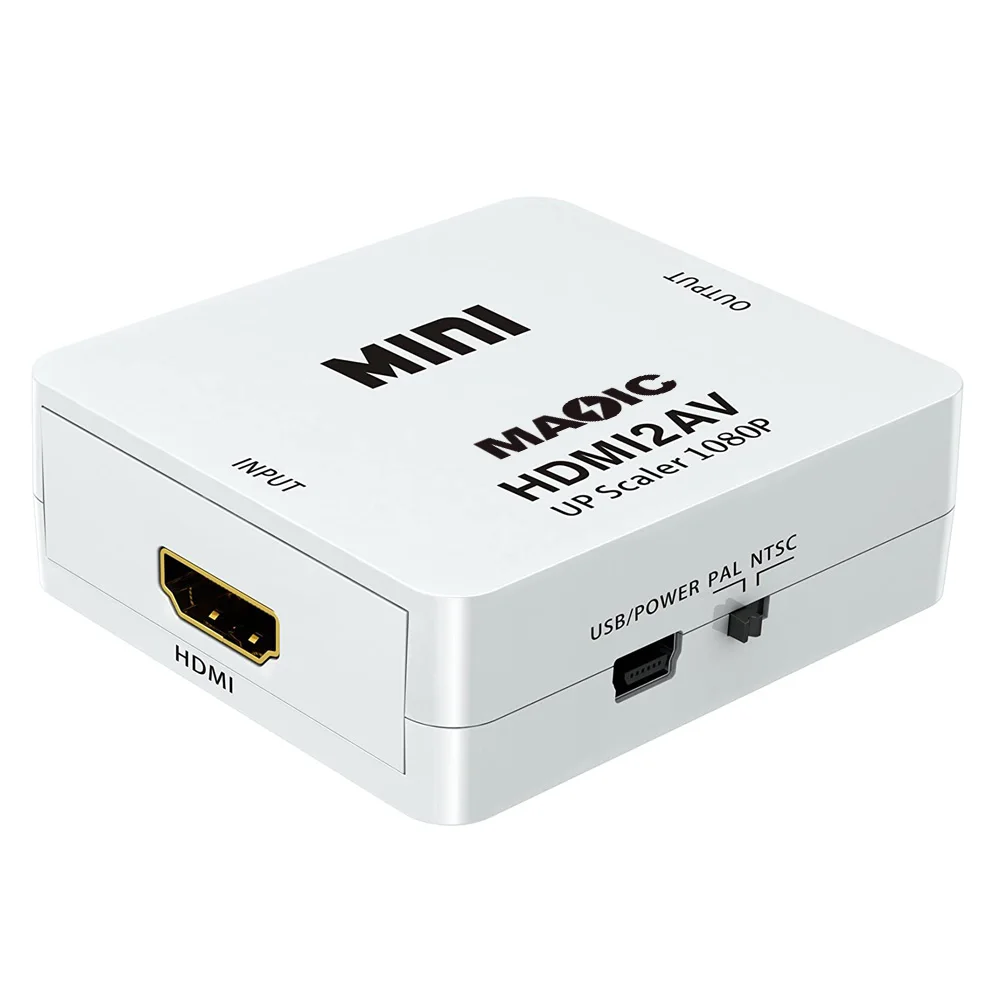 Преобразователь HDMI на AV 1080P с HDMI 1080P на RCA AV 3RCA CVBs с USB-кабелем для зарядки