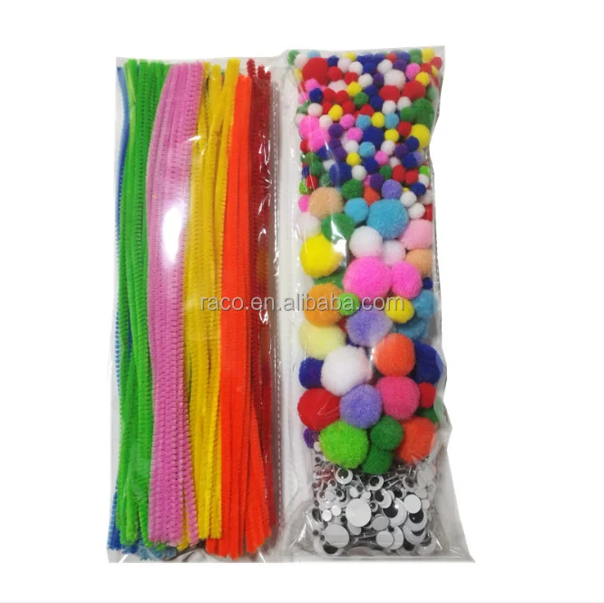 Hot selling Chenille Stems Pom Poms Craft Wiggle Googly Eyes Self Adhesive Pipe Cleaners Craft Set for DIY Art Craft Decorations